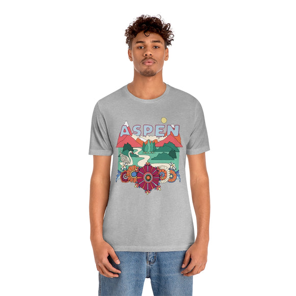 Aspen T-Shirt - Retro Mountain / Hippie Style Aspen, Colorado Shirt
