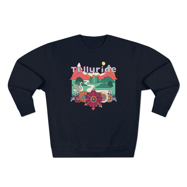 Premium Telluride, Colorado Crewneck Sweatshirt - Retro Unisex Sweatshirt