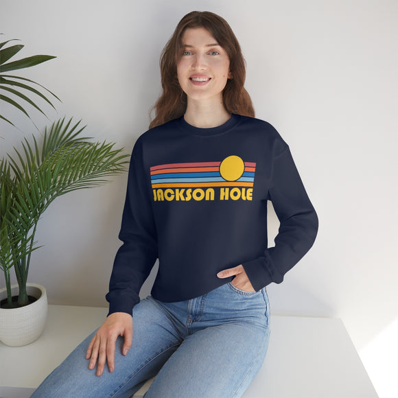 Jackson Hole, Wyoming Sweatshirt - Retro Sunrise Unisex