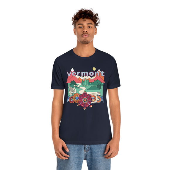 Vermont Shirt, Vermont Retro T-Shirt, Hippie Style Vermont tee, Vermont Mountain Shirt
