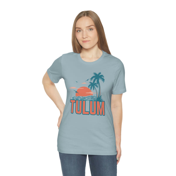 Tulum, Mexico T-Shirt - Retro Palm Tree & Beach Unisex Tulum Shirt