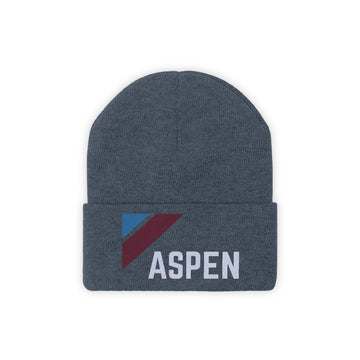 Buy millennium-blue Aspen, Colorado Beanie - Adult Embroidered Retro Aspen Knit Hat
