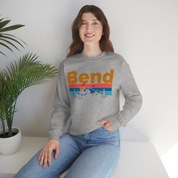Bend, Oregon Crewneck Sweatshirt - Mountain & Birds Unisex
