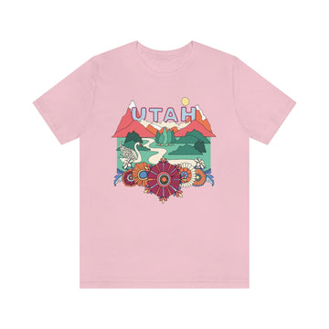 Buy pink Utah T-Shirt - Retro Mountain / Hippie Style Utah Shirt