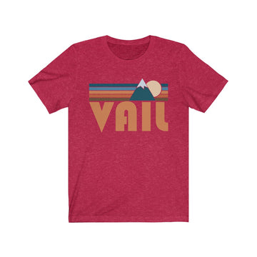 Buy heather-red Vail, Colorado T-Shirt - Retro Mountain Adult Unisex Vail T Shirt