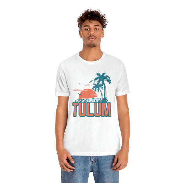 Tulum, Mexico T-Shirt - Retro Palm Tree & Beach Unisex Tulum Shirt