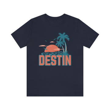 Buy navy Destin, Florida T-Shirt - Retro Palm Tree &amp; Beach Unisex Destin Shirt