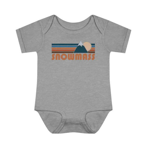 Snowmass Baby Bodysuit - Retro Mountain Snowmass, Colorado Baby Bodysuit