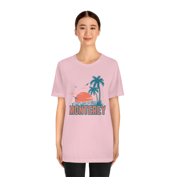 Monterey, California T-Shirt - Retro Palm Tree & Beach Unisex Monterey Shirt