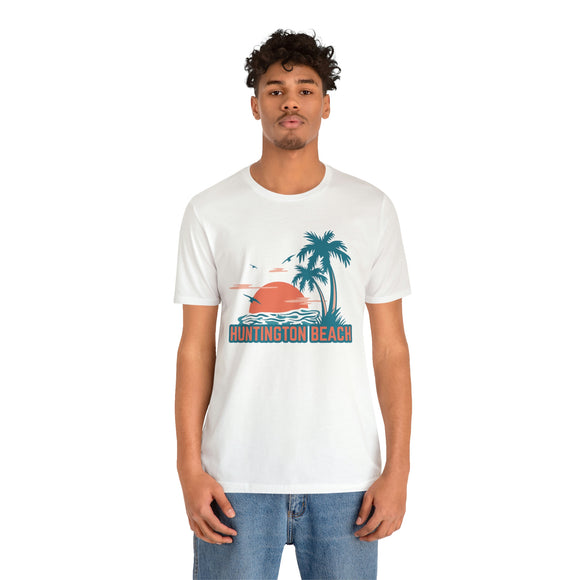Huntington Beach, California T-Shirt - Retro Palm Tree & Beach Unisex Huntington Beach Shirt