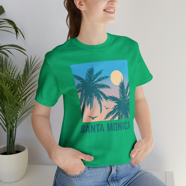 Santa Monica, California T-Shirt - Retro Palm Tree & Beach Unisex Santa Monica Shirt