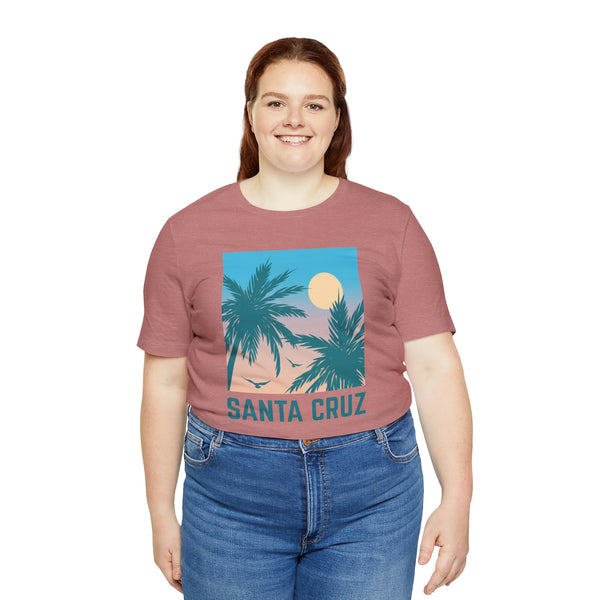 Santa Cruz, California T-Shirt - Retro Palm Tree & Beach Unisex Santa Cruz Shirt