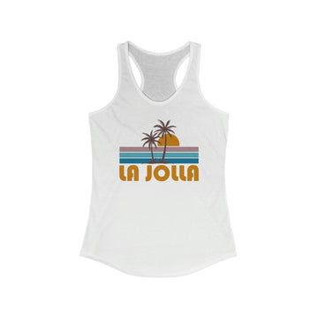 La Jolla, California Women's Tank - Retro Palm Tree Women's Racerback La Jolla Tank Top - 0