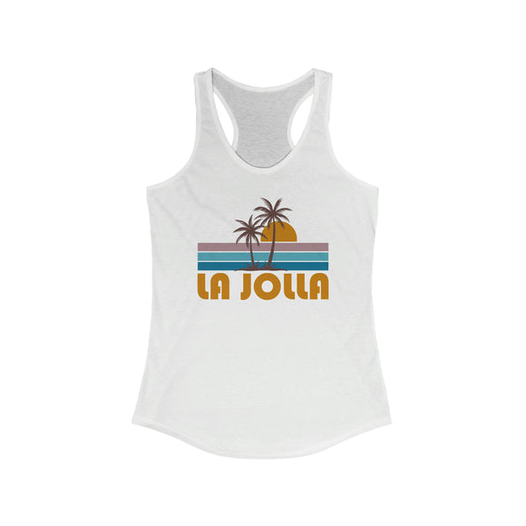 La Jolla, California Women's Tank - Retro Palm Tree Women's Racerback La Jolla Tank Top
