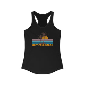 West Palm Beach, Florida Women's Tank - Retro Palm Tree Women's Racerback West Palm Beach Tank Top