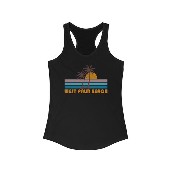 West Palm Beach, Florida Women's Tank - Retro Palm Tree Women's Racerback West Palm Beach Tank Top