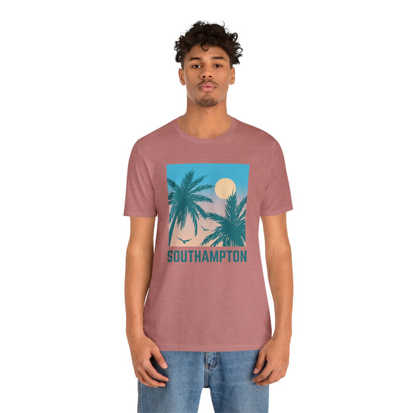 Southampton, New York T-Shirt - Retro Palm Tree & Beach Unisex Southampton Shirt