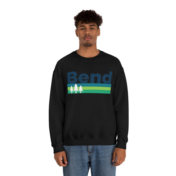 Bend, Oregon Sweatshirt - Retro Trees Unisex