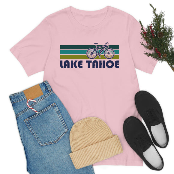 Lake Tahoe T-Shirt - Retro Mountain Bike Adult Unisex Lake Tahoe, Idaho T Shirt