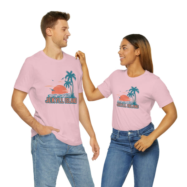 Jekyll Island, Georgia T-Shirt - Retro Palm Tree & Beach Unisex Jekyll Island Shirt
