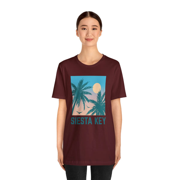 Siesta Key, Florida T-Shirt - Retro Palm Tree & Beach Unisex Siesta Key Shirt