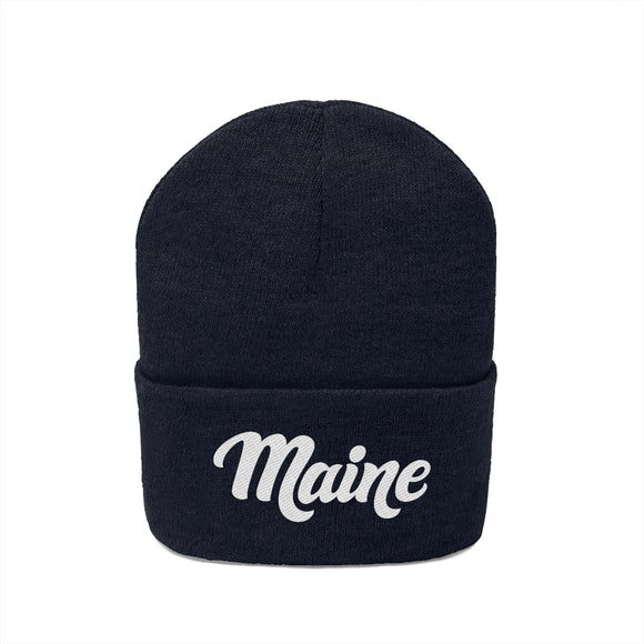 Maine Beanie - Adult Hand Lettered Embroidered Maine Knit Hat