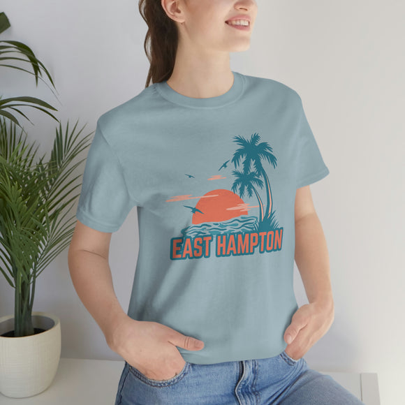 East Hampton, New York T-Shirt - Retro Palm Tree & Beach Unisex East Hampton Shirt