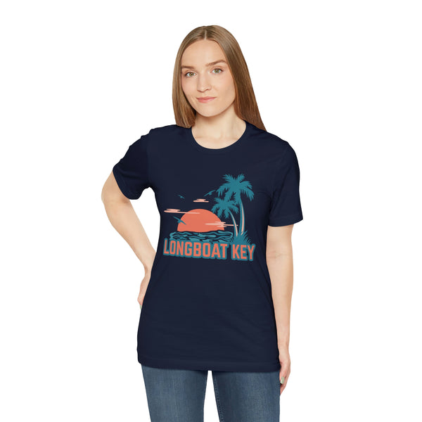 Longboat Key, Florida T-Shirt - Retro Palm Tree & Beach Unisex Longboat Key Shirt