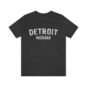 Buy dark-grey-heather Detroit, Michigan Shirt - Paint Text Unisex Detroit T-Shirt