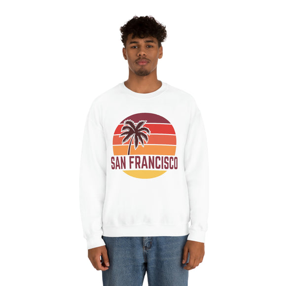 San Francisco, California Sweatshirt - Unisex Retro Palm Tree Crewneck San Francisco Sweatshirt