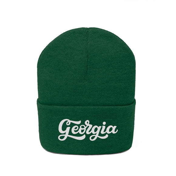 Georgia Beanie - Adult Hand Lettered Embroidered Georgia Knit Hat