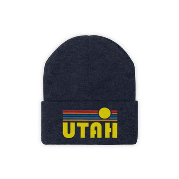 Buy true-navy Utah Beanie - Adult Embroidered Retro Sunset Utah Knit Hat