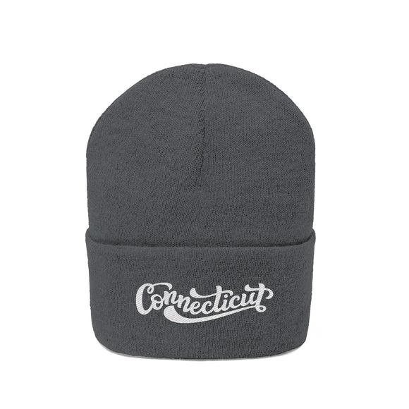 Connecticut Beanie - Adult Hand Lettered Embroidered Connecticut Knit Hat