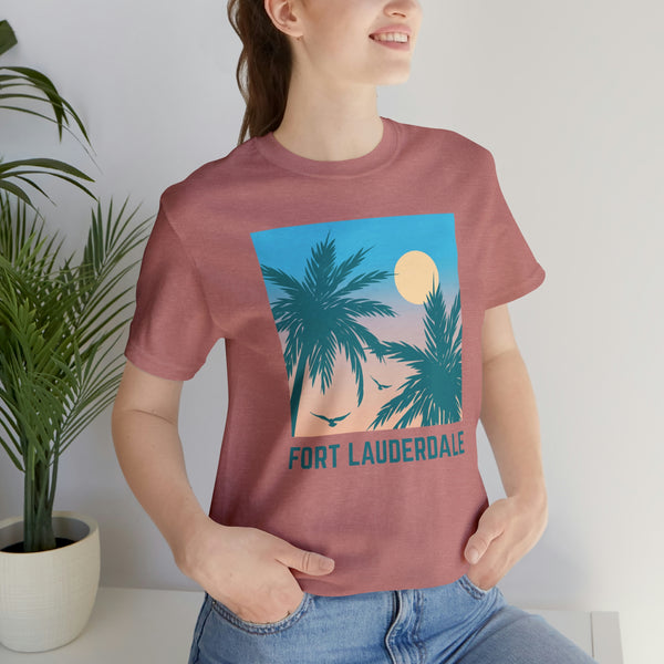 Fort Lauderdale, Florida T-Shirt - Retro Palm Tree & Beach Unisex Fort Lauderdale Shirt