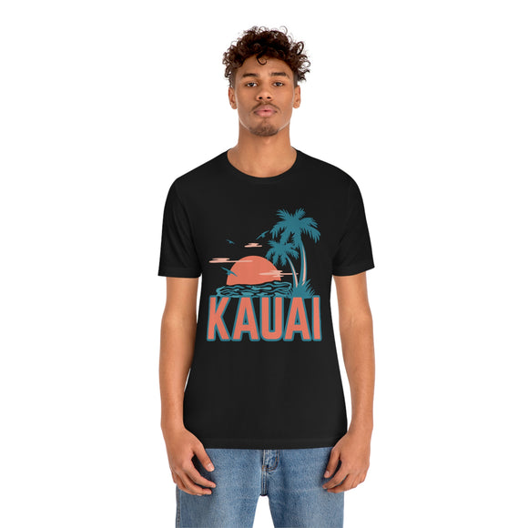 Kauai, Hawaii T-Shirt - Retro Palm Tree & Beach Unisex Kauai Shirt