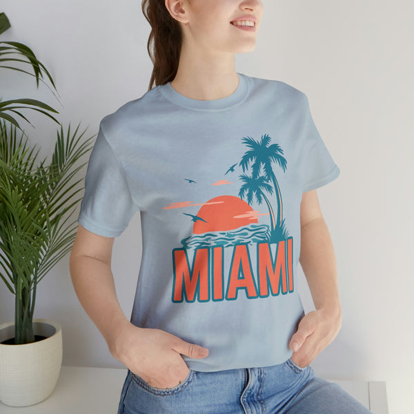 Miami, Florida T-Shirt - Retro Palm Tree & Beach Unisex Miami Shirt