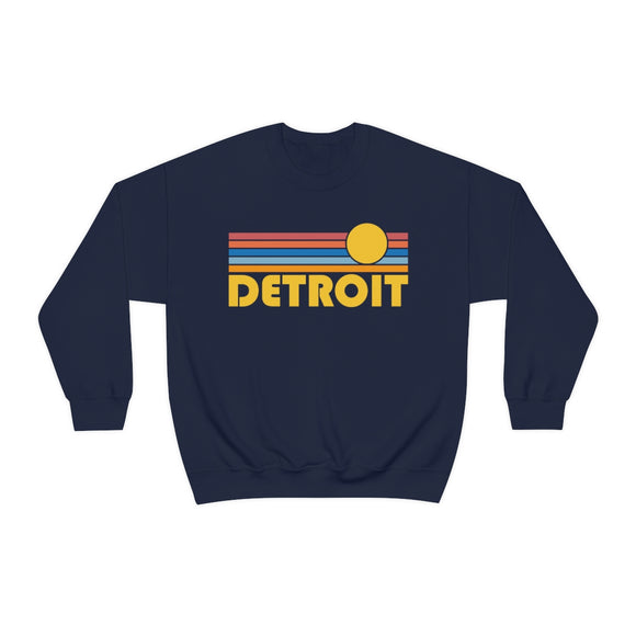 Detroit, Michigan Sweatshirt - Retro Sunrise Unisex