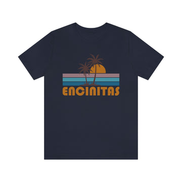 Buy navy Encinitas, California T-Shirt - Retro Palm Tree Unisex Encinitas Shirt
