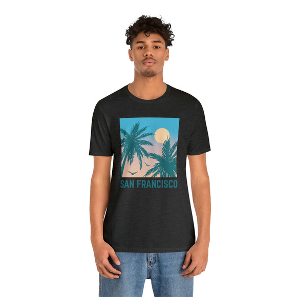 San Francisco, California T-Shirt - Retro Palm Tree & Beach Unisex San Francisco Shirt