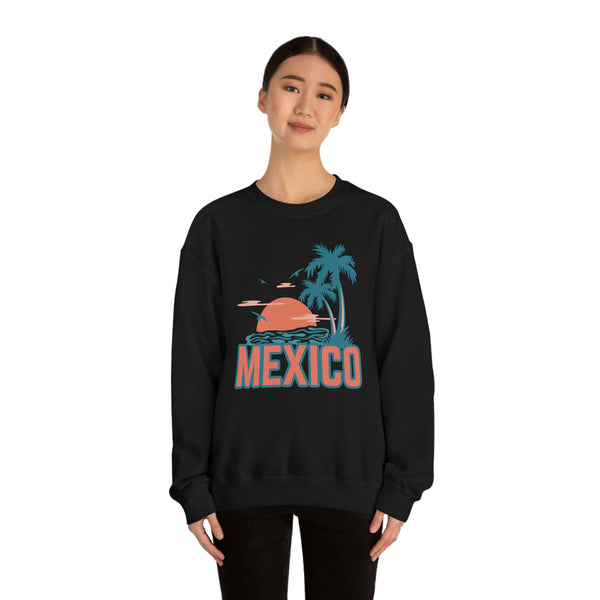 Mexico Sweatshirt - Unisex Retro Palm Tree Mexico Crewneck Sweatshirt