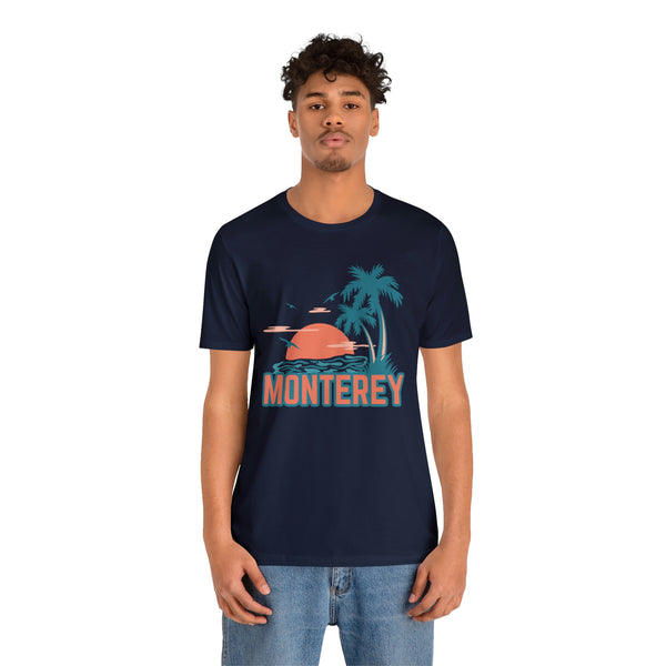 Monterey, California T-Shirt - Retro Palm Tree & Beach Unisex Monterey Shirt