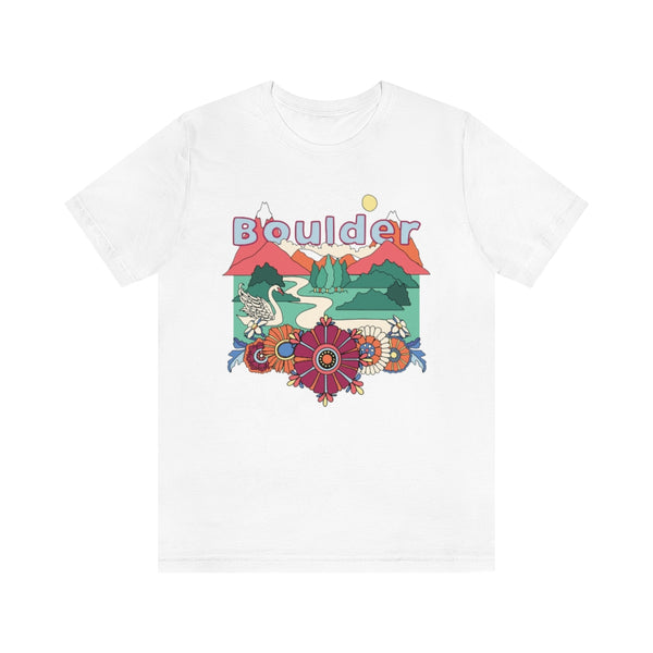 Boulder T-Shirt - Retro Mountain / Hippie Style Boulder, Colorado Shirt