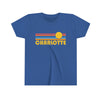 Charlotte Youth T-Shirt - Retro Sun North Carolina Kid's TShirt