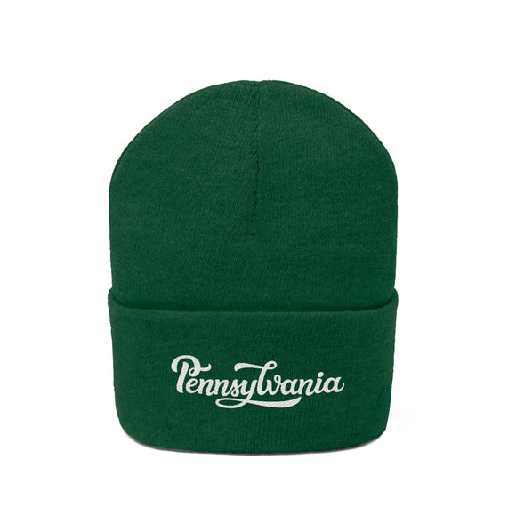 Pennsylvania Beanie - Adult Hand Lettered Embroidered Pennsylvania Knit Hat