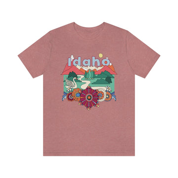 Buy heather-mauve Idaho T-Shirt - Retro Mountain / Hippie Style Idaho Shirt