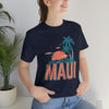 Maui, Hawaii T-Shirt - Retro Palm Tree & Beach Unisex Maui Shirt