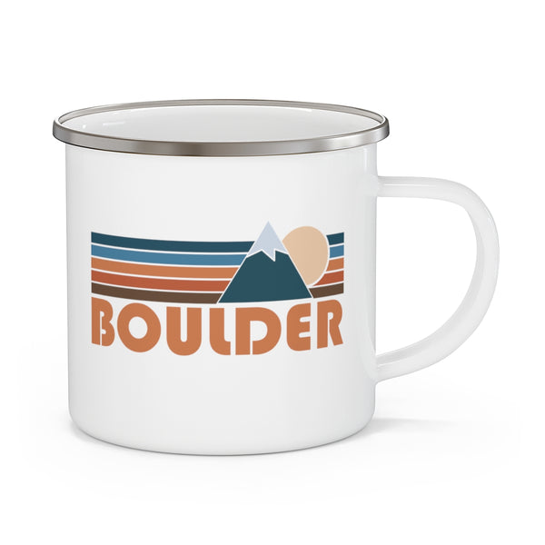 Boulder, Colorado Camp Mug - Retro Mountain Enamel Campfire Boulder Mug