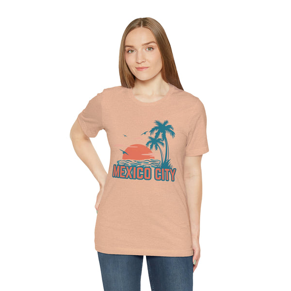 Mexico City, Mexico T-Shirt - Retro Palm Tree & Beach Unisex Mexico City Shirt