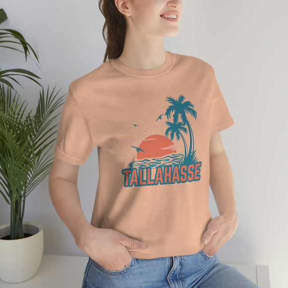 Tallahassee, Florida T-Shirt - Retro Palm Tree & Beach Unisex Tallahassee Shirt