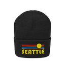 Seattle, Washington Beanie - Adult Embroidered Retro Sunset Seattle Knit Hat-6
